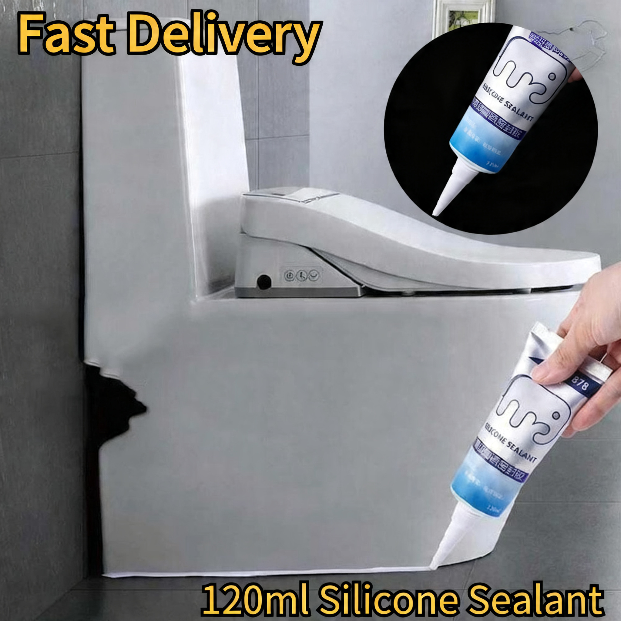 Bathroom Caulk Siliconized - 120ml Multipurpose Silicone Sealant Waterproof Caulk