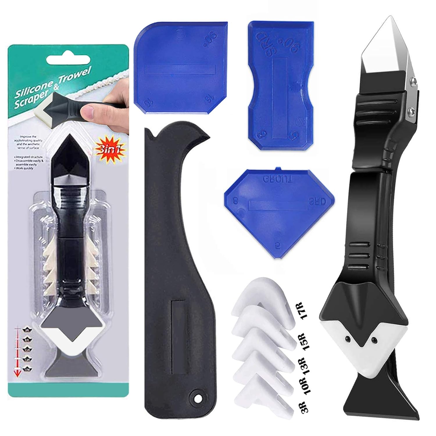 Bathroom Caulk Siliconized - 11Pcs Caulking Tools Kit, 3 in