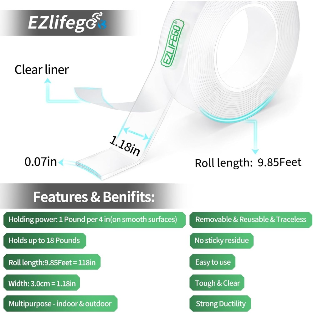 EZlifego Heavy Duty Nano Doubl - đánh giá và giá Picture Hanging Strip