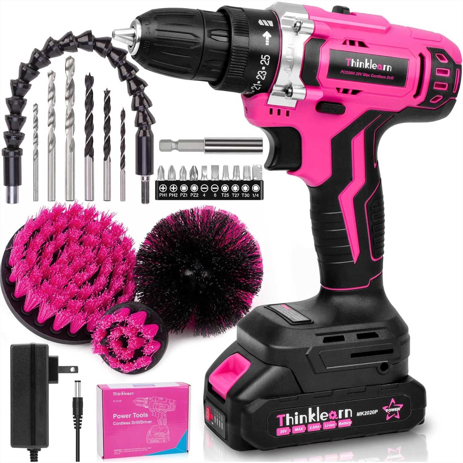 Pink Cordless Drill Set, 20V P - đánh giá và giá Power Drill Cordless