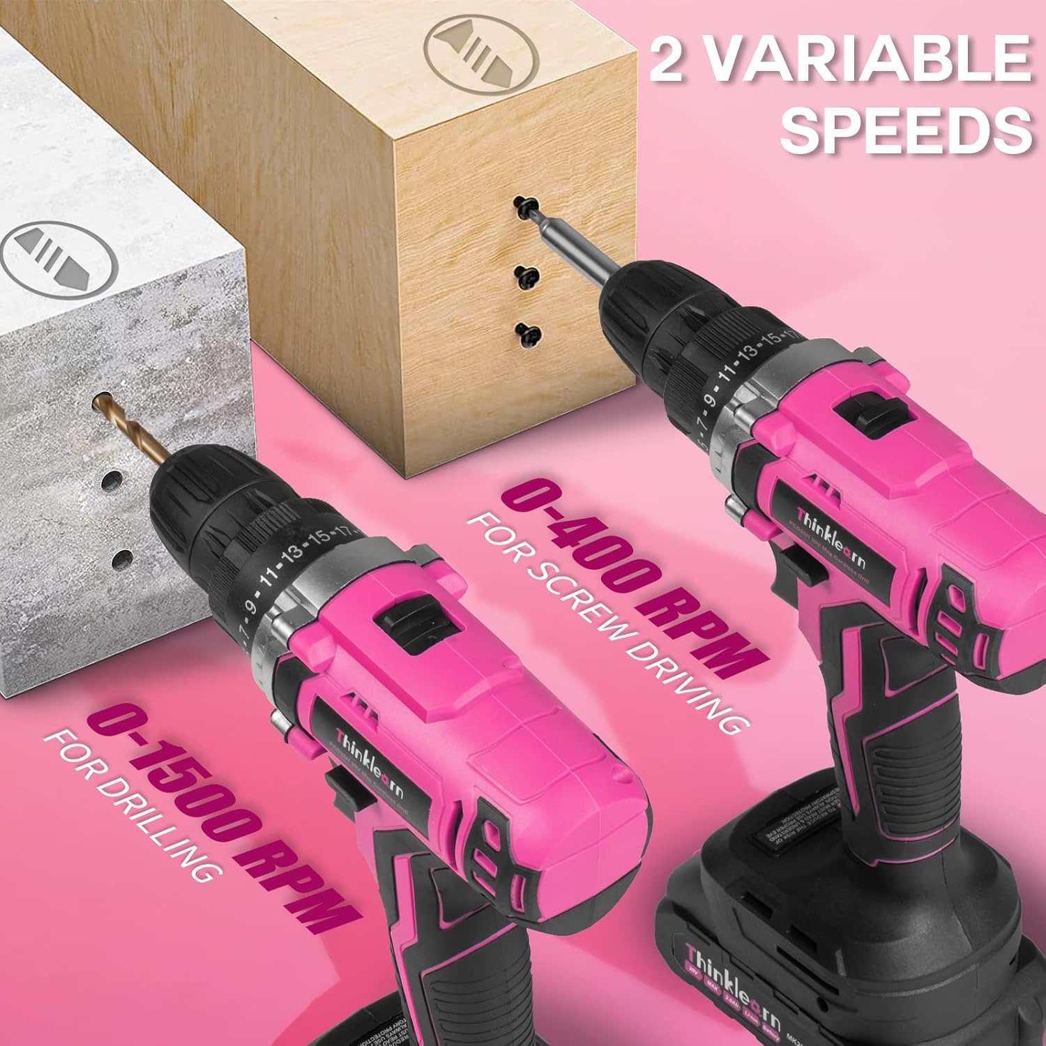 Pink Cordless Drill Set, 20V P - đánh giá và giá Power Drill Cordless