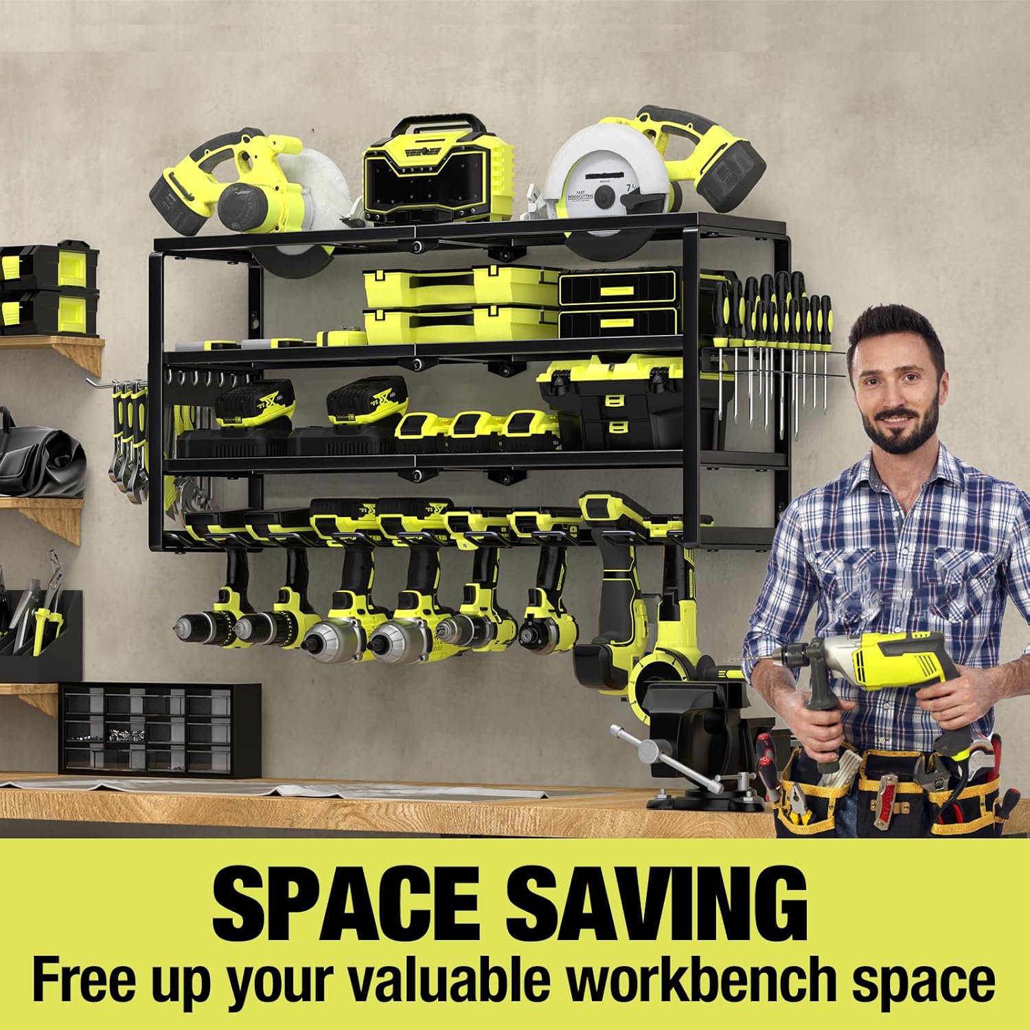 4 Layer Wall Mount Power Tool  - đánh giá và giá Power Drill Cordless