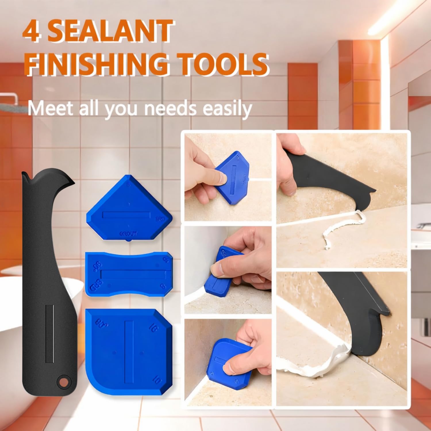 3 in 1 Silicone Caulking Tool  - đánh giá và giá Bathroom Caulk Siliconized