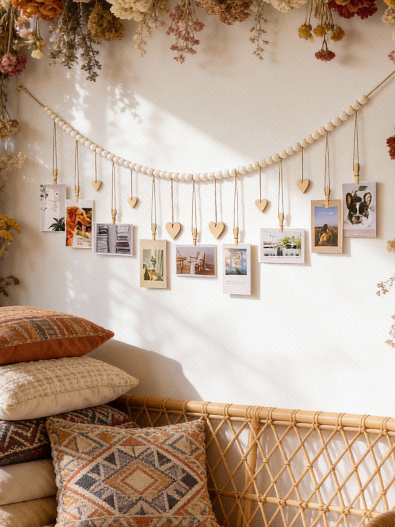 Wooden Bead Photo Garland with - đánh giá và giá Picture Hanging Strip