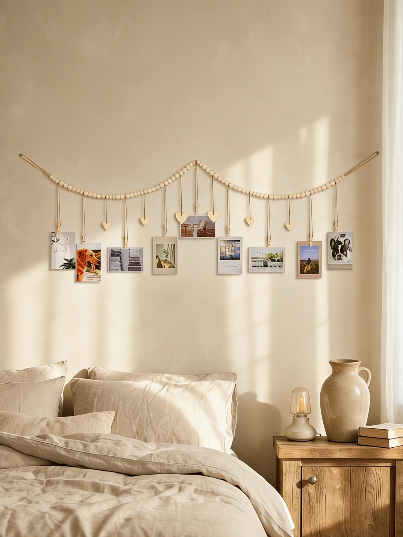 Wooden Bead Photo Garland with - đánh giá và giá Picture Hanging Strip