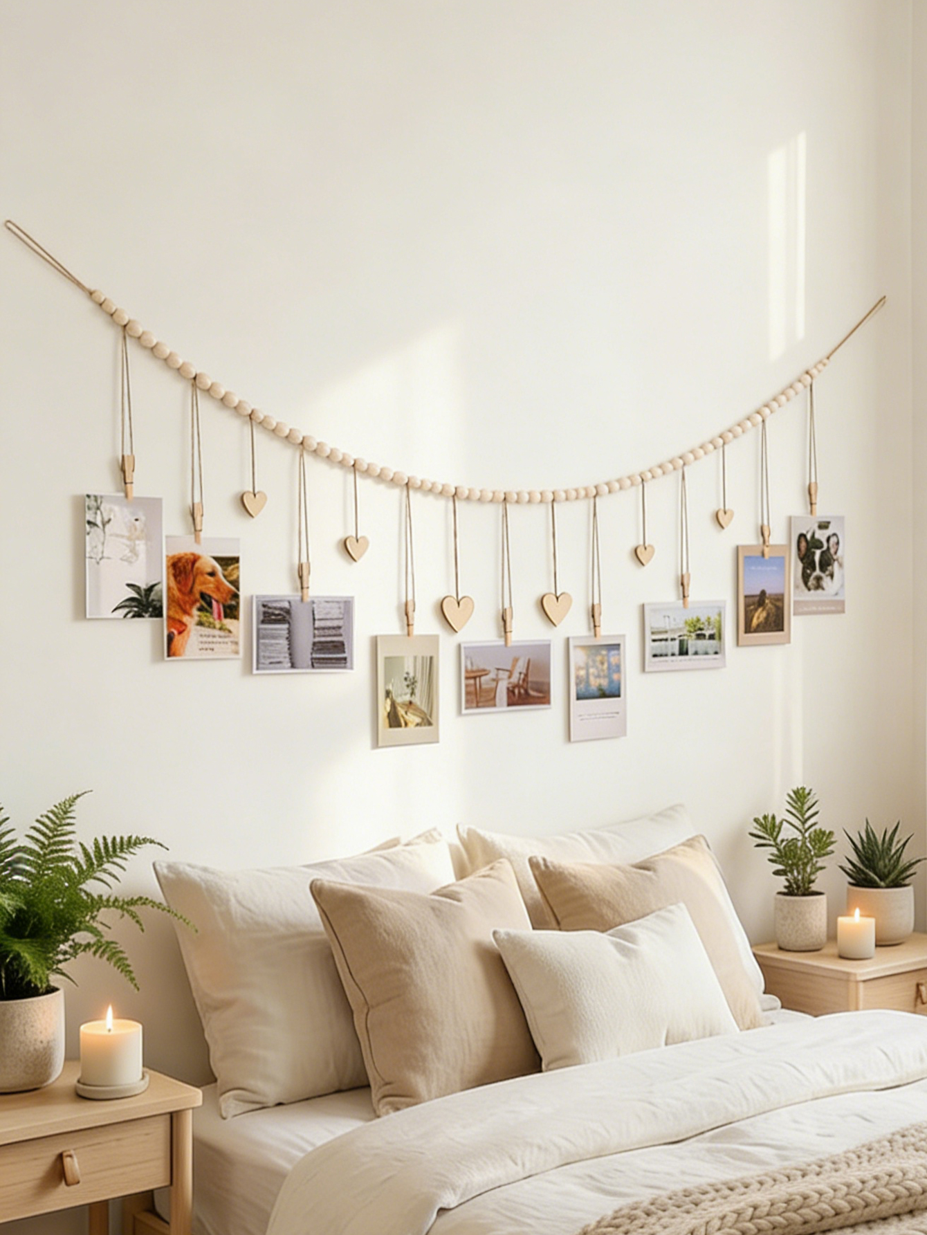 Wooden Bead Photo Garland with - đánh giá và giá Picture Hanging Strip